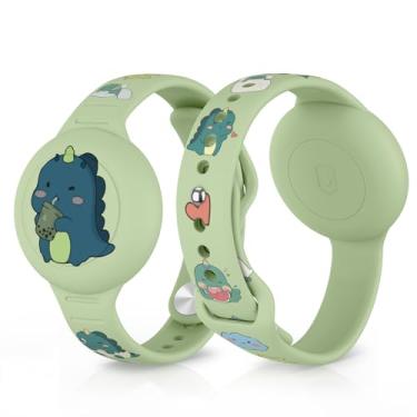 Imagem de Vancle Pulseira Air Tag para crianças, à prova d'água com desenho animado fofo para suporte de AirTag, pulseira ajustável antiperda para bebês, meninos e meninas, idosos (verde)