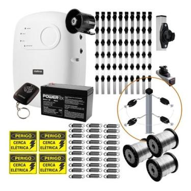 Imagem de Kit Cerca Elétrica Intelbras ELC 5003 100m, Hastes Industriais e Fio 0