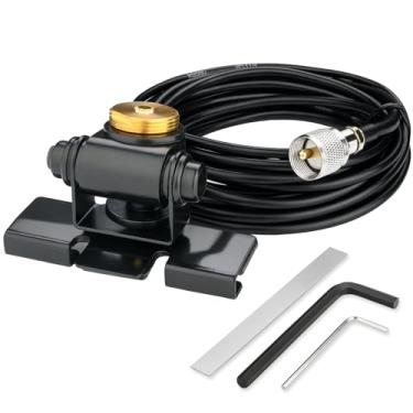 Imagem de NMO Suporte de lábio de antena, multieixos, ajustável, sem perfuração, para caminhões, SUVs, carros, hatchbacks no capô/tampa do porta-malas, cabo RG58U de 19,7 m com conector macho UHF PL259 para