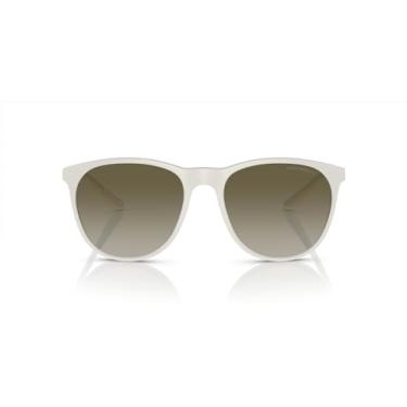 Imagem de Emporio Armani Óculos de sol masculinos redondos Ea4210, Branco fosco/verde gradiente, 56 mm