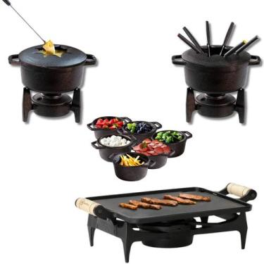 Imagem de 2 Fondue 1,7 L + 6 Malgas + Rechaud Chapa De Ferro Fundido - Santana, 