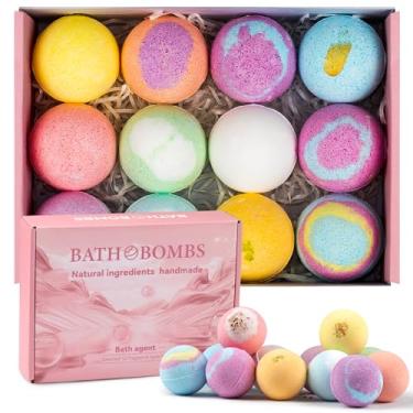 Imagem de AGUDAN Kit de bombas de banho de 12 peças – Bombas de banho de espuma naturais feitas à mão para mulheres, bolas efervescentes relaxantes para esposa, mãe, amigos – presente para autocuidado e
