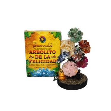 Imagem de Árvore da Felicidade com 12 pedras e quartzo 12,5 cm - Lightbek Offici