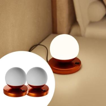 Imagem de Kit 2 Abajur Luminária De Mesa Dama Moderno Alumínio Com Globo Vidro c