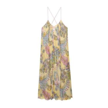 Imagem de Vestido Feminino De Verão Com Decote Em V Estampado Solto Camisola Chi