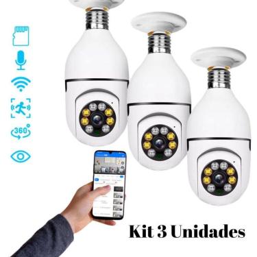 Imagem de Kit 3 Câmera Segurança Gira 360 A Prova D`Água Infravermelho