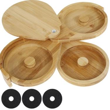 Imagem de Conjunto de 3 camadas Margarita Salt Rimmer de bambu para coquetéis com 3 esponjas de suco, acessórios de barman para bar doméstico para coquetéis, Bloody Mary, bebidas Manhattan