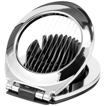 Imagem de KHZSPP Cortador de ovos de aço inoxidável com moldura de corte de 2 camadas resistente à ferrugem para ovos cozidos, multiuso, lavável na lava-louças, para presunto macio de frutas, morango, cogumelo