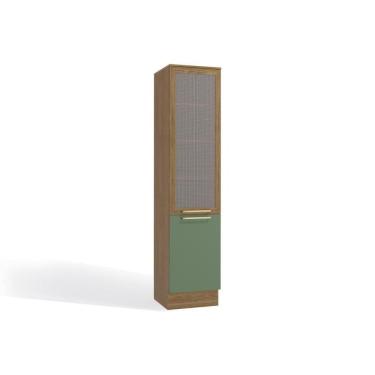 Imagem de Paneleiro De Cozinha Modulado Botanic M626 C/ 2 Portas C/ 1 Tela Nogueira/verde Oliva - Kappesberg