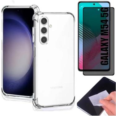 Imagem de [GL CASES] Kit Capa Samsung Galaxy M54 Case Capinha Anti Impacto Reforçada Silicone Transparente Flexível Proteção De Câmera + Pelicula Samsung Galaxy M54 De Privacidade Vidro Anti Spy Espião