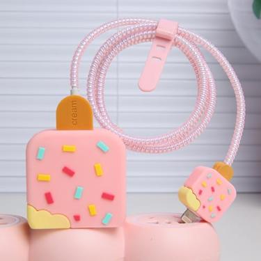 Imagem de Yluirktfa Capa de carregador compatível com iPhone 20W USB-C Adaptador de alimentação - Capa protetora de cabo com desenho animado fofo 3D para iPhone 16 15 14 13 12 11 Pro Max, 140