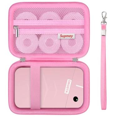 Imagem de Supmay Estojo de transporte para ORGSTA S001 / para máquina de etiquetar ORGBRO X1, bolsa de armazenamento portátil com bolso de malha para fitas, cabo tipo-C, rosa
