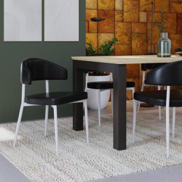 Imagem de Conjunto 4 Cadeiras de Jantar Bless Revestimento Sintético Est.Branca 