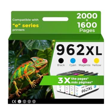Imagem de Pacote combo de cartuchos de tinta 962XL compatível com HP 962 XL cor preta para HP962 HP962XL para OfficeJet Pro 9010 9015e 9025e 9010e 9012 9015 9018 9020 9022 9022e 9028e impressora ciano maga enta