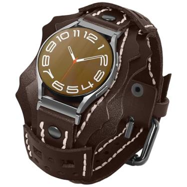 Imagem de VIQIV Pulseira de couro feminina compatível com Samsung Galaxy Watch 7/6/5/4/FE Active 2 de 40 mm e 44 mm/Watch 4 6 Classic de 43 mm, 47 mm, 42 mm e 46 mm/Watch 5 Pro de 45 mm, pulseira de couro