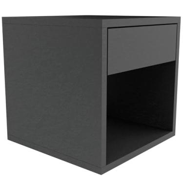 Imagem de Mesa De Cabeceira Suspensa Com Gaveta Em Mdf Resistente 15mm Preto