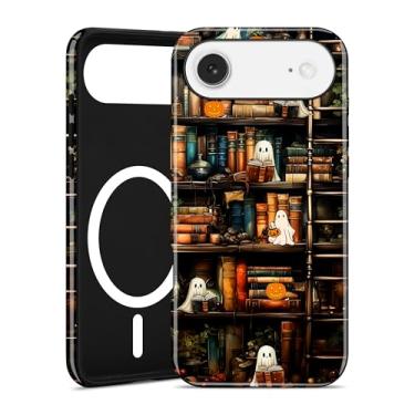 Imagem de Jusy Compatível com MagSafe Capa de Halloween para iPhone Air, linda capa de telefone magnética estética halloweens, TPU macio e capa protetora de policarbonato rígido para mulheres e meninas - folha