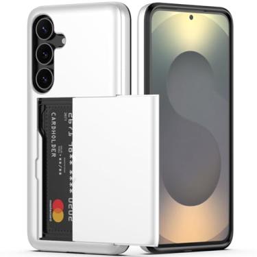 Imagem de Nvollnoe Capa para Samsung Galaxy S25 FE com suporte para cartão, camada dupla, capa protetora resistente, compartimento oculto para cartão, capa carteira fina para Samsung S25 FE de 16,7 cm (branca)