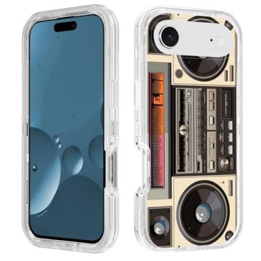 Imagem de FVAENDHIO Capa protetora para iPhone 17 Air, híbrida 3 em 1 resistente [grau militar] transparente à prova de choque para iPhone 17 Air de 6,6 polegadas - Rádio retrô