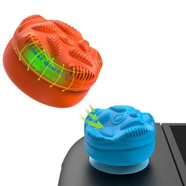 Imagem de PlayVital for Switch 2 Thumbs Cushion Caps Thumb Grips (4-Pack) | Silicone Joystick Grip Cover for Nintendo Switch 2 Joycon, Anti-Slip Raindrop Texture Design - Blue & Orange
