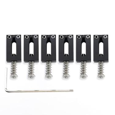 Imagem de OVSAL Selas de ponte de guitarra de aço inoxidável de 10,8 mm selas de ponte tremolo para Fender Strat Stratocaster Tele Telecaster 6 cordas selas de guitarra elétrica (preto)