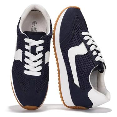 Imagem de Project Cloud Tênis feminino leve com cadarço com palmilhas de espuma viscoelástica – Sapatos femininos modernos – Tênis feminino antiderrapante e confortável (Madison), Azul marino, 40