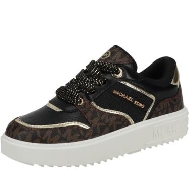 Imagem de Michael Kors Tênis feminino Emmet Rumi, Preto/Marrom, 11 Little Kid
