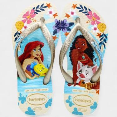 Imagem de Chinelo Infantil Havaianas Slim Princess Menina - Bege e Cinza, 27/28
