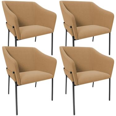 Imagem de Kit 4 Cadeiras Para Sala de Jantar Estar Living Olívia L02 Bouclê Mostarda - Lyam Decor