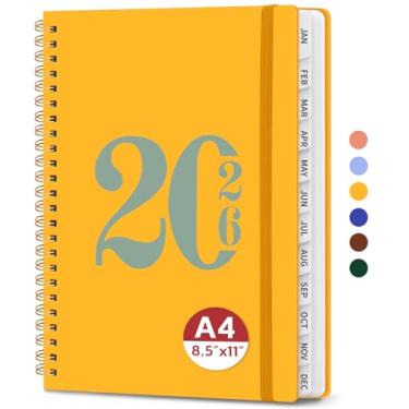 Imagem de Agenda 2026, agenda semanal e mensal, janeiro de 2026 a dezembro de 2026, agenda de calendário de capa dura com abas e bolso interno, material escolar para mulheres e homens - A4 (21,6 cm x 28 cm
