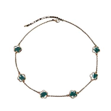 Imagem de Gargantilha Folha da Sorte com 5 Pétalas - Colar Feminino e Masculino, Acessório de Moda com Simbolismo de Prosperidade (Preto)