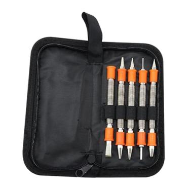 Imagem de IEUDNS Conjunto de 5 pregos de mola com cabeça dupla, ferramenta manual multifuncional portátil antiderrapante para carpinteiro, furador central para