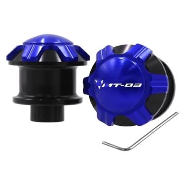 Imagem de BYYINGSUS Compatível com YZF R3 R25 MT03 MT-03 MT25 MT-25 Acessórios de motocicleta CNC Parafusos de suporte deslizante de carretel de braço oscilante (MT03 azul)