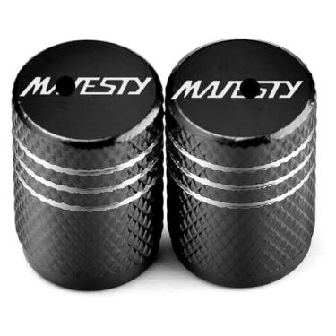 Imagem de Tampas de válvula de pneu de roda Capas de haste de aro de pneu para motocicleta à prova de pó compatível com Y&AMAHA Majesty250 Majesty400 Majesty125 Majesty 250 400 125 (2 peças preta)