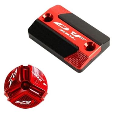 Imagem de Acessórios de motocicleta Tampa do reservatório de fluido de freio dianteiro e tampa de enchimento de óleo do motor compatível com CRF300L CRF 300 L CRF 300L 2021 2022 (combo vermelho)