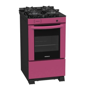 Imagem de Fogão a Gás Delplus Vítreo 4 Bc Pink GLP Venax, Bivolt