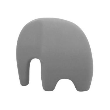 Imagem de Escultura Elefante Minimalista em Cerâmica Fosca Decorativa - Cinza - 