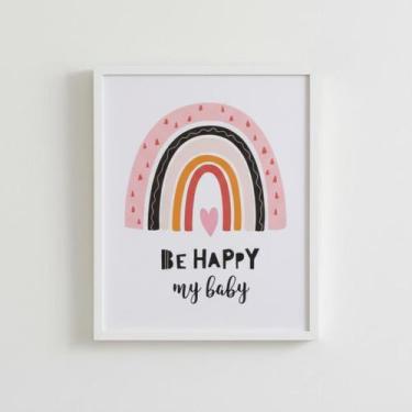 Imagem de Quadro Decorativo Quarto Infantil Bebê 25x30 Moldura - IC, arcoiris