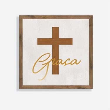 Imagem de Quadro Rústico Graça - Artesanato em Madeira Pinus - Arks Presentes