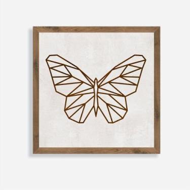 Imagem de Quadro Rústico Borboleta Geométrica Artesanal em Madeira - Arks Presen
