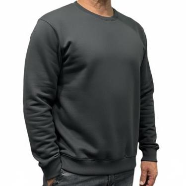 Imagem de Moletom Masculino Gola Careca Lisa Grosso Flanelado Algodão toqref, Pr