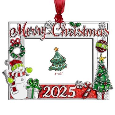 Imagem de Mulumu Enfeite de boneco de neve para árvore de Natal 2025, pingente de metal para pendurar no feriado, moldura decorativa de animais de estimação, primeiro Natal, família (boneco de neve 2025)