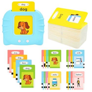 Imagem de Brinquedo Educativo Infantil Montessori Com Leitor de Cartões Flash em Português e Inglês 112 Cartões com 224 Palavras (Azul)