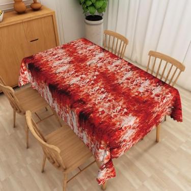 Imagem de SIEDYCV Toalha de mesa Horror Red Bloody Halloween 152 x 213 cm, tecido com estampa de sangue vermelho assustador, toalha de mesa de poliéster, antirrugas, lavável, retangular, para decoração de sala