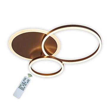 Imagem de Luminária de teto LED, lustre marrom moderno, lâmpada de teto redonda de 54 W 3000 K-6000 K regulável com controle remoto Iluminação de teto para sala de estar Sala de jantar Quarto Cozinha
