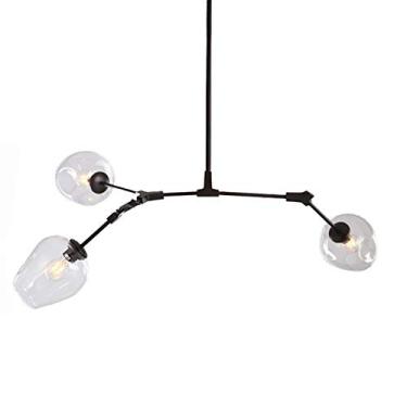 Imagem de Lustres, Lustre Industrial Moderno, Luminária Pendente Ajustável de Teto Dourado 3S Moderna para Cozinha Sala de Estar Quarto/Transparente./3S