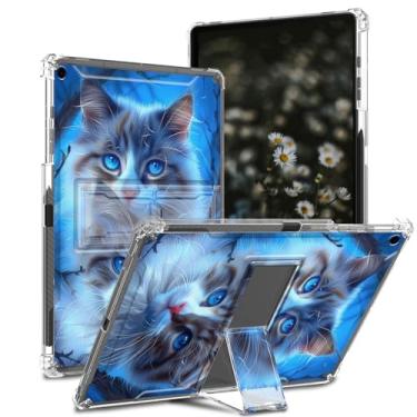 Imagem de Qindaiwen Capa compatível com iPad 10,2 polegadas 2021/2020 iPad 9ª/8ª geração e iPad 7ª geração 2019, capa fina e macia de TPU com suporte, dois gatos