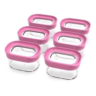Imagem de Kit Conjunto De 06 Potes Herméticos Mantimentos Acrílico 60 (Rosa)