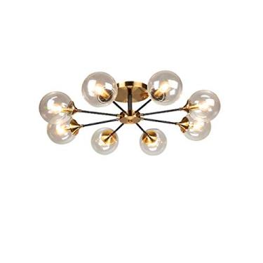 Imagem de Lustre Art Sputnik, Luminária de teto molecular com abajur de vidro globo, Luzes de teto, Luminária de teto de barra, Lustre doméstico, Marrom, 6 luzes (Cinza, 3 luzes)