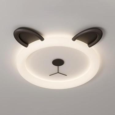 Imagem de Luminária de teto LED moderna para sala de montagem embutida 48 W preto + branco design lâmpada de teto menina menino bebê quarto sala de estar desenho animado lâmpada de proteção para os ol